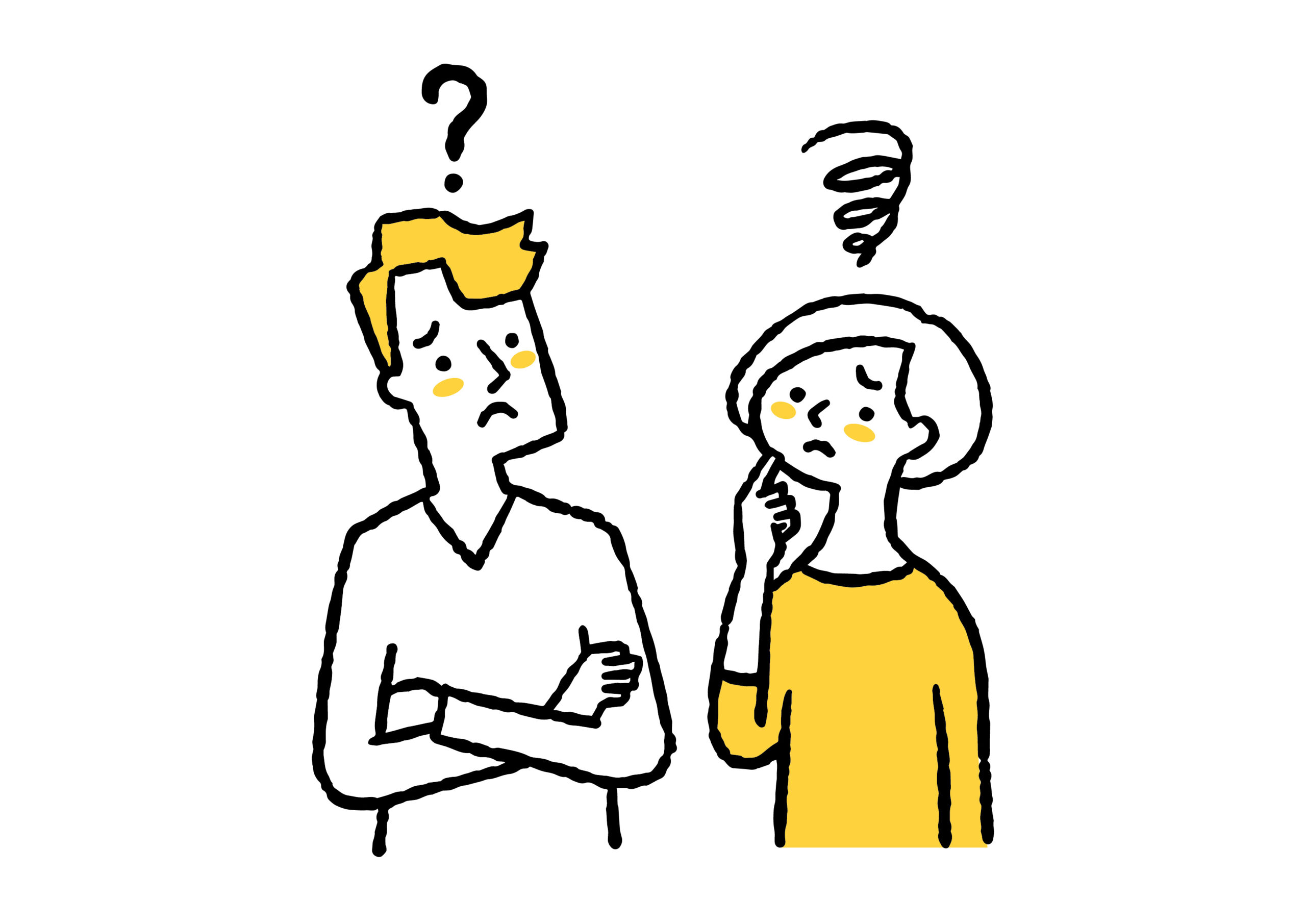Worried men and women